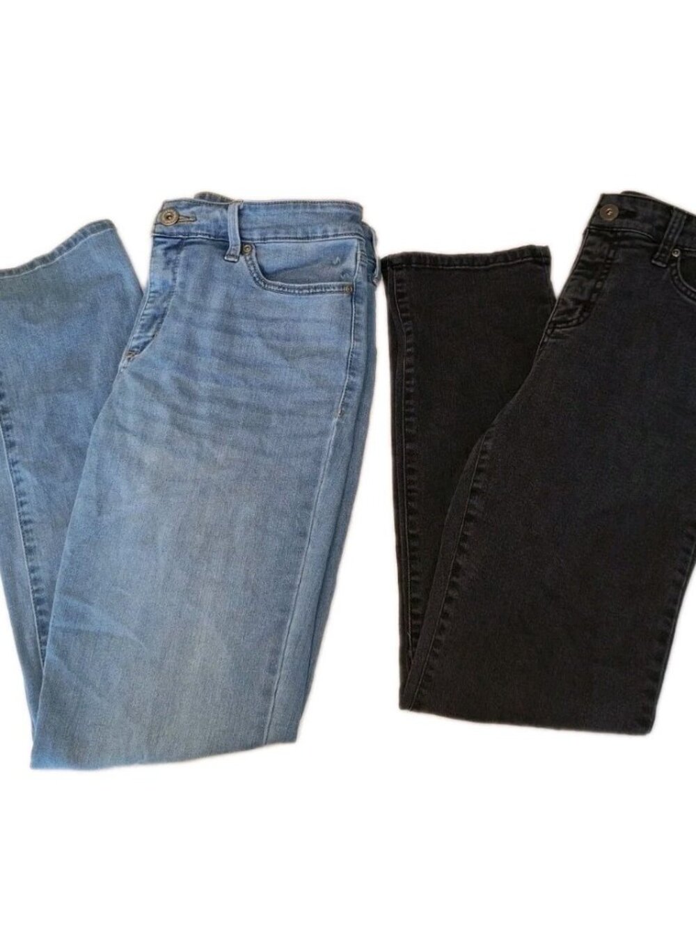 St. John's Bay Women's Size 10 Black Blue Jeans 30x30 Lot Of TWO